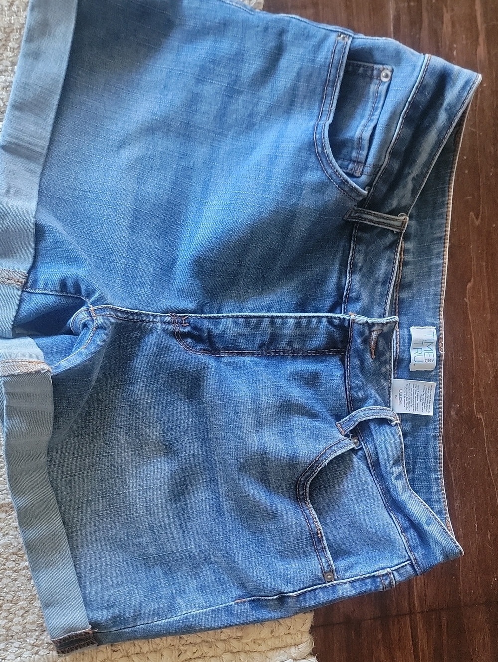 Time and Tru Medium Blue Rolled Cuff Denim Shorts